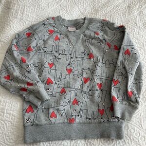 Hanna Andersson 5T crew neck sweatshirt, bears with hearts print